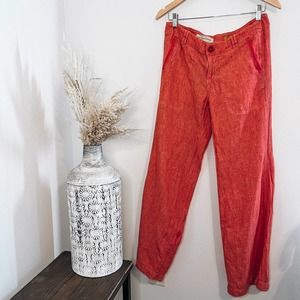 Anthropologie Pilcro and the Letterpress Linen Blend Wide Leg Pink Trousers 6